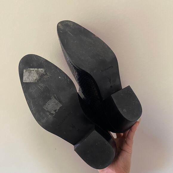 ALLSAINTS Black Carlotta Snake Print Leather Zip Booties Size 38 - Picture 6 of 8